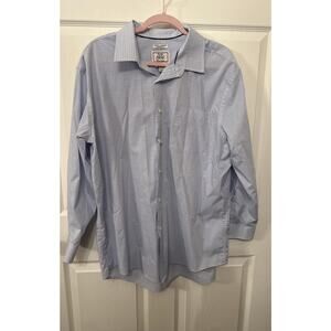 Jos A Bank Stretch Non Iron Tailored Fit Mens Blue Gingham Button Down,17 1/2-33